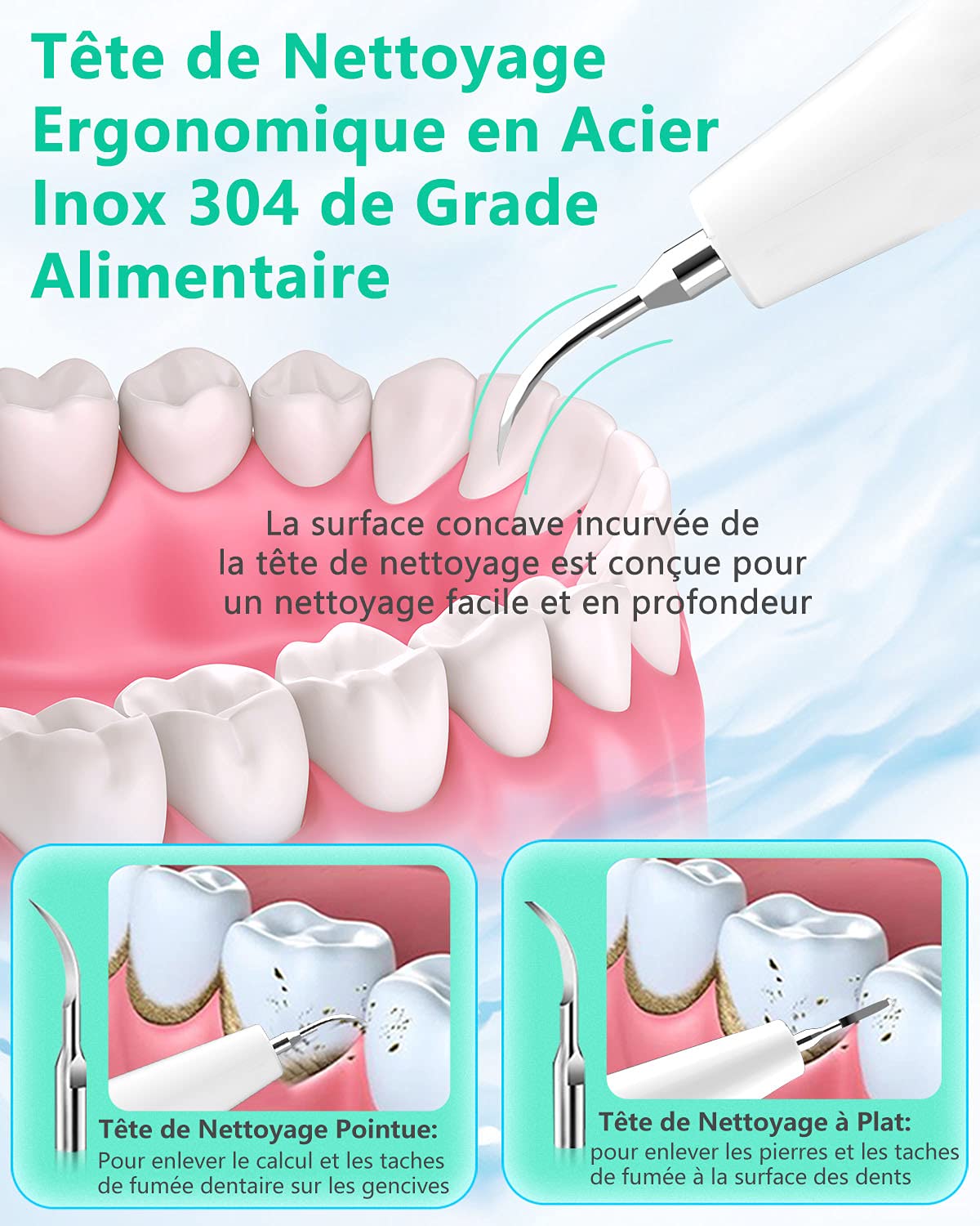 Brosse à dents | Accessoires pour hydropulseurs et irrigateurs | Nettoyage à 3 vitesses | Pour une haleine fraîche et l'hygiène bucco-dentaire
