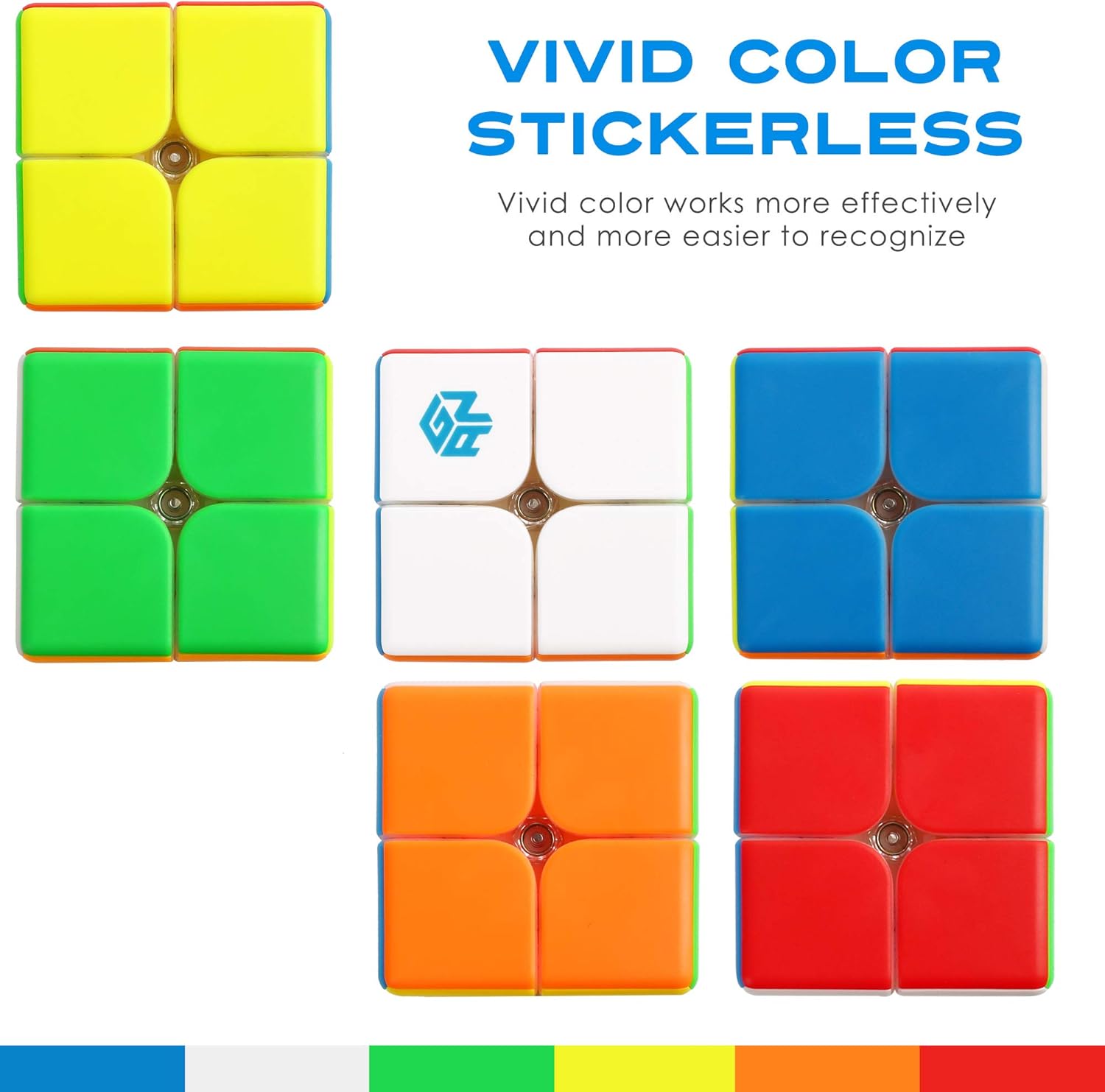 GAN 249 V2 2x2 Speed Cube, 2 by 2 Mini Magic Cube Puzzle Toy Gift for Kids Basic Learning, 49mm, Stickerless