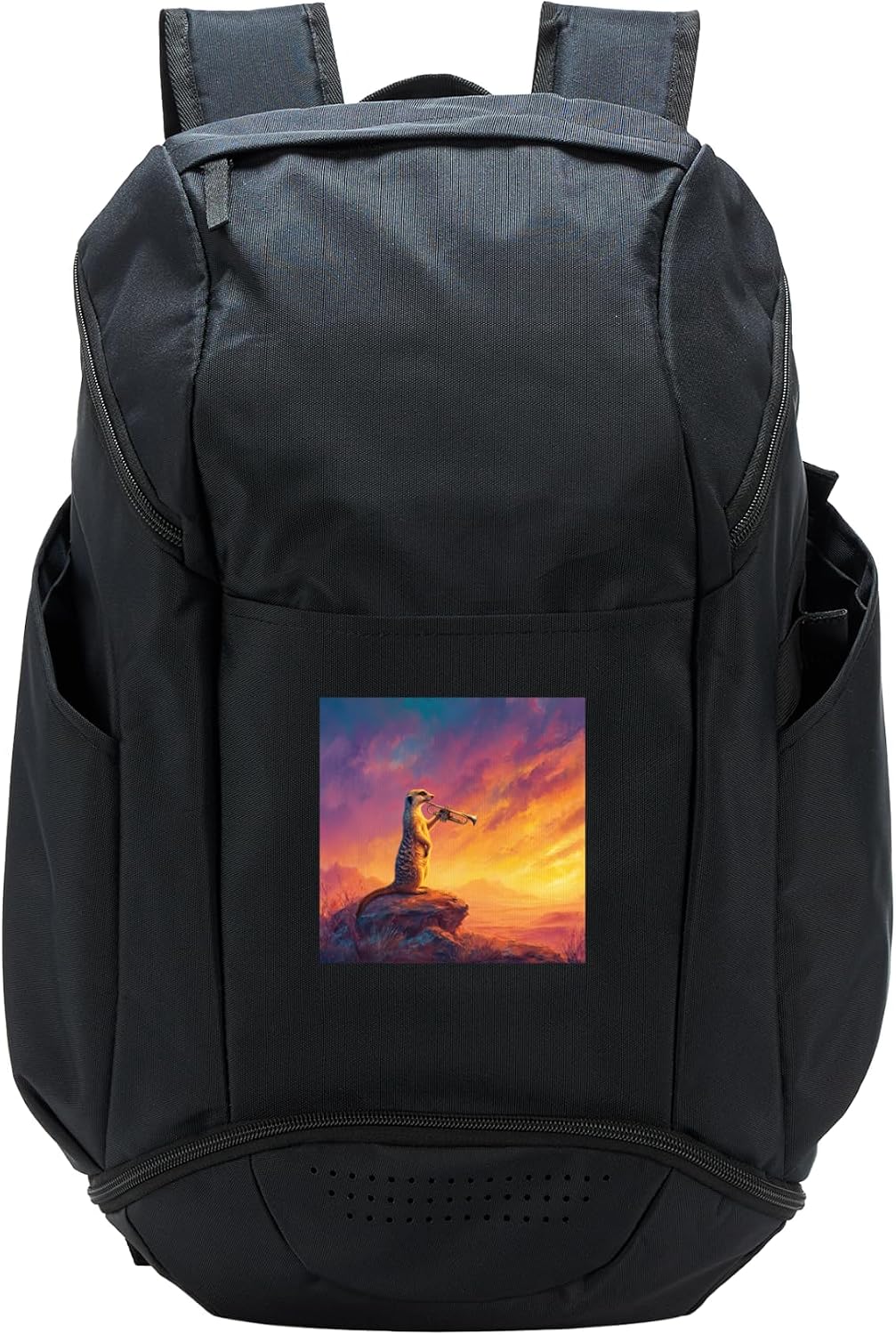 Meerkat Playing Trumpet Sunset Music Animal Sport Backpack