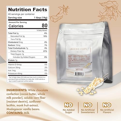 Miniatura 14 de ChocZero Chips de chocolate oscuro, sin azúcar, bajos en carbohidratos, apto para dieta cetogénica, sin gluten, bolsa a granel de 20 onzas