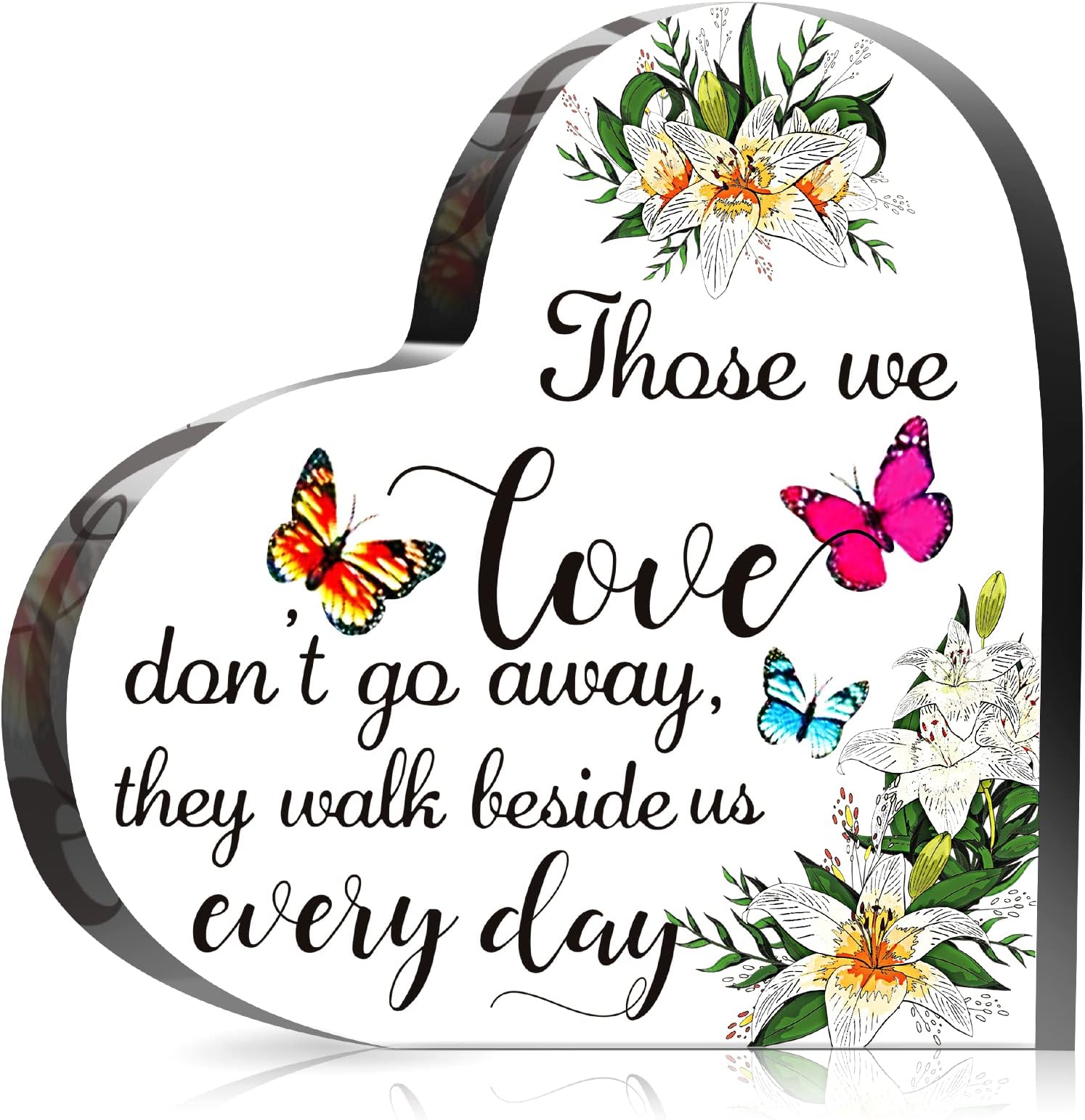 Blulu Crystal Glass Heart Memorial Gift Memorial Bereavement Gift Sympathy Condolence Gift Sympathy Table Decorations for Loss of Loved One Table Centerpieces Remembrance (Romantic, 6 x 6 Inches)