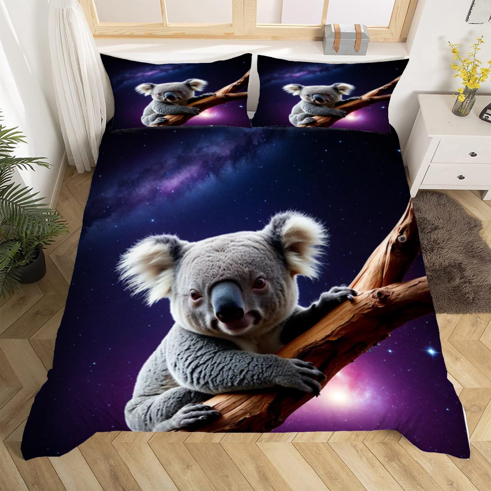 Housse de Couette 200x200 Koala en microfibre pour lit 2 personnes avec taies