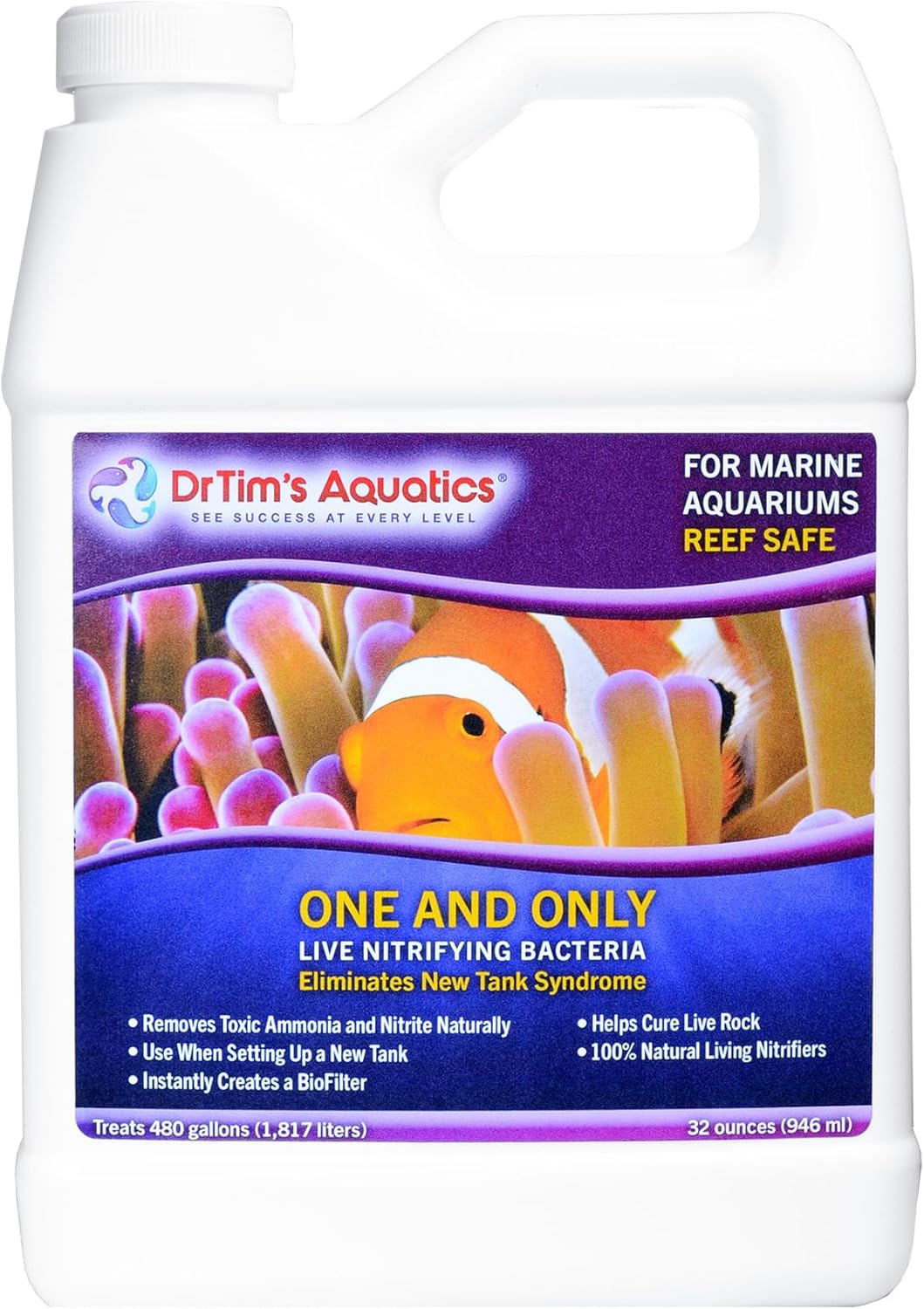 DrTim's Aquatics First Defense for Reef Aquariums – Stress Relief & Immune System Support with Vitamins Immunostimulants Fish Tanks - 128 oz.