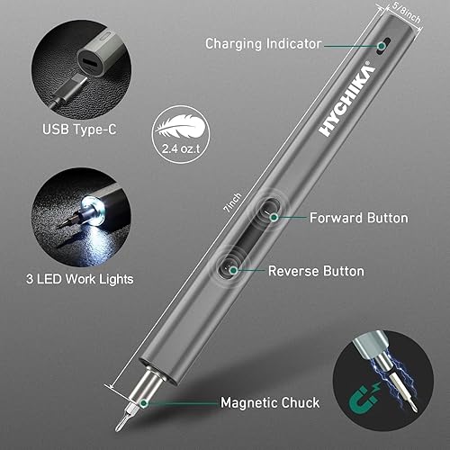 Miniatura 3 de HYCHIKA - Destornillador eléctrico de 3.7 V 67 en 1, 4 V 2.0 Ah destornillador eléctrico 36 en 1, juego de herramientas eléctricas de 2 herramientas