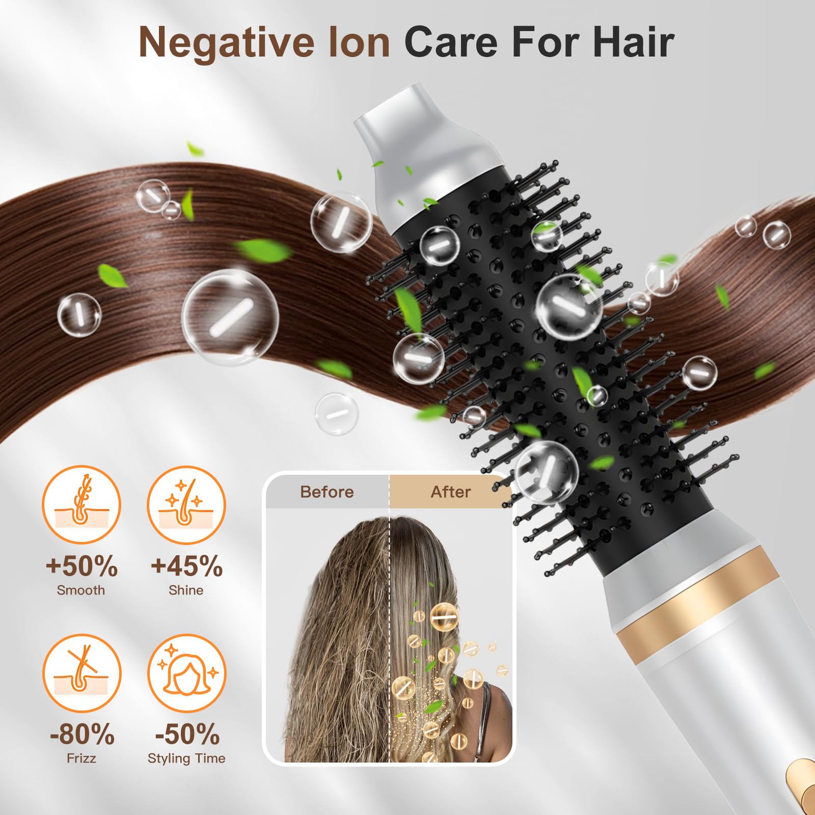 Cepillo Secador de Pelo 5 en 1, 1000W Air Styler Set,Cepillo De Aire Caliente Multifunción,Moldeador Pelo With Riza 3 Temperaturas, Tecnología Ion,Cepillo Alisador para Da Volumen, Alisa y Seca