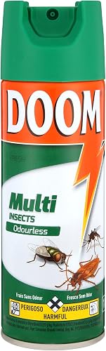 Doom Multi Insects Odourless Aerosol Spray 180ml: Effective, Odourless Multi-Pest Killer - Effective Bed Bug, Ant, Fly, Mosquito and Roach Spray