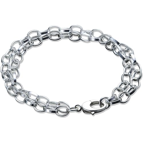 Layered Chain Charm Bracelet in Sterling Silver 8.0 inches (8.0 inches)