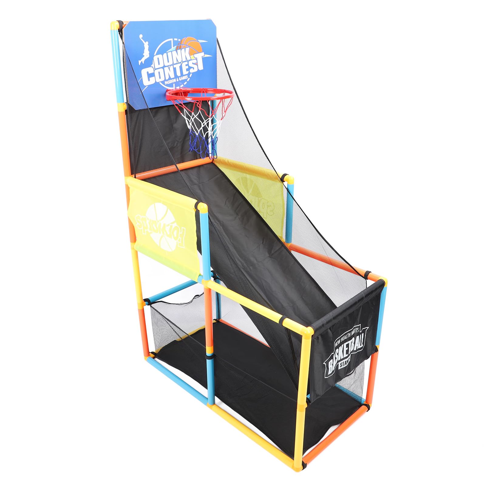 Set da Basket a Colpo Singolo per Bambini. Gioco Indoor e Outdoor. Include 2 Palline e Pompa