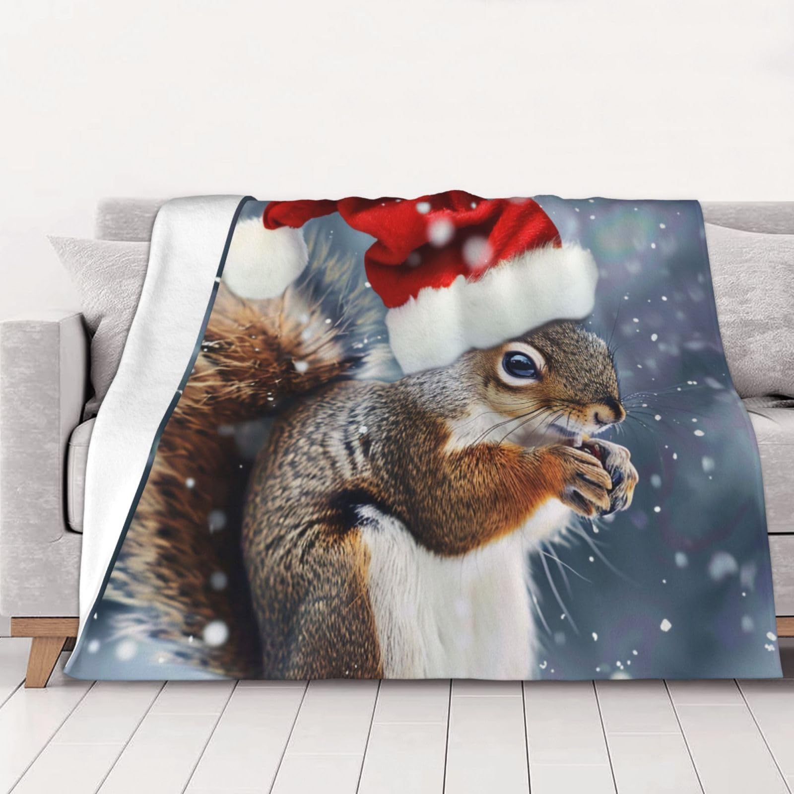 Couverture en flanelle de Noël écureuil 150x125 cm douce