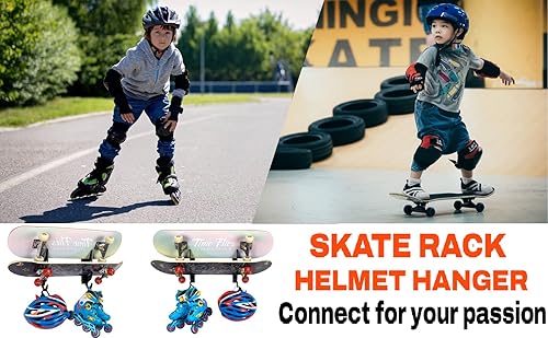 Miniatura 7 de WANLIAN Soporte de pared de acrílico con gancho para colgar, estante de exhibición de montaje en pared para patines de ruedas, longboard y cascos,