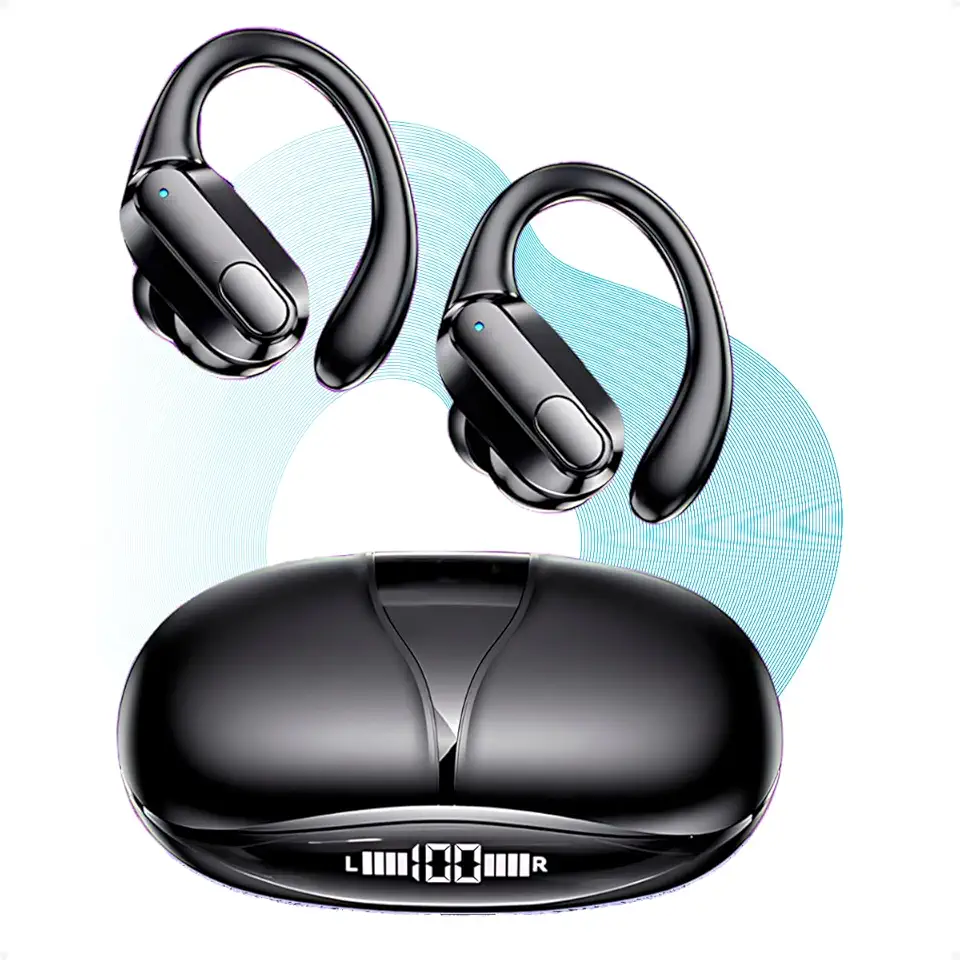 Fone de Ouvido Bluetooth Sem Fio XT80 – Le novo 70h de Reprodução, Display LED Duplo, Ganchos Esportivos, Microfone para Chamadas Claras, Controle por Botões – Intra-auricular para iPhone/Android