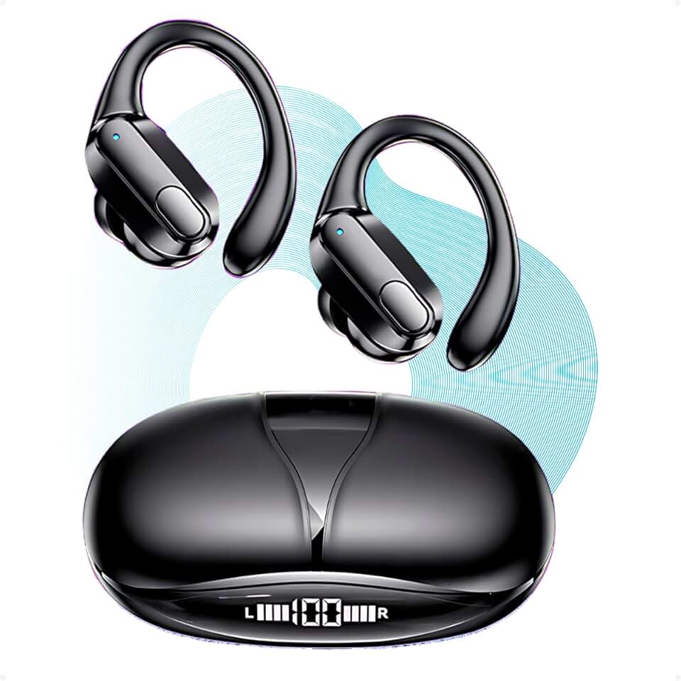 Fone de Ouvido Bluetooth Sem Fio XT80 – Le novo 70h de Reprodução, Display LED Duplo, Ganchos Esportivos, Microfone para Chamadas Claras, Controle por Botões – Intra-auricular para iPhone/Android