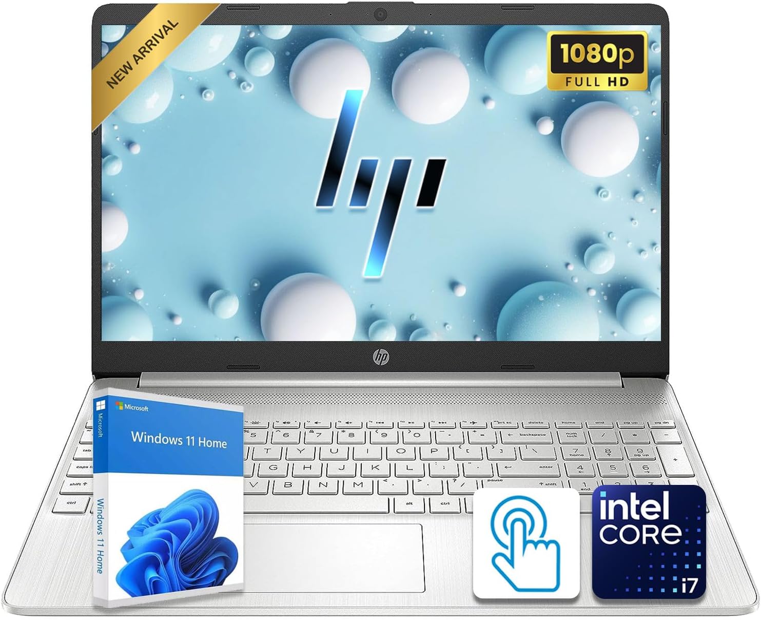 HP 15.6" FHD Touchscreen Laptop | Intel Core i7 Processor | 32GB DDR4 RAM | 2.5TB Storage (2TB PCIe + 500GB External) | Win 11 | Full-Size Backlit Keyboard | SD Card Reader & HDMI