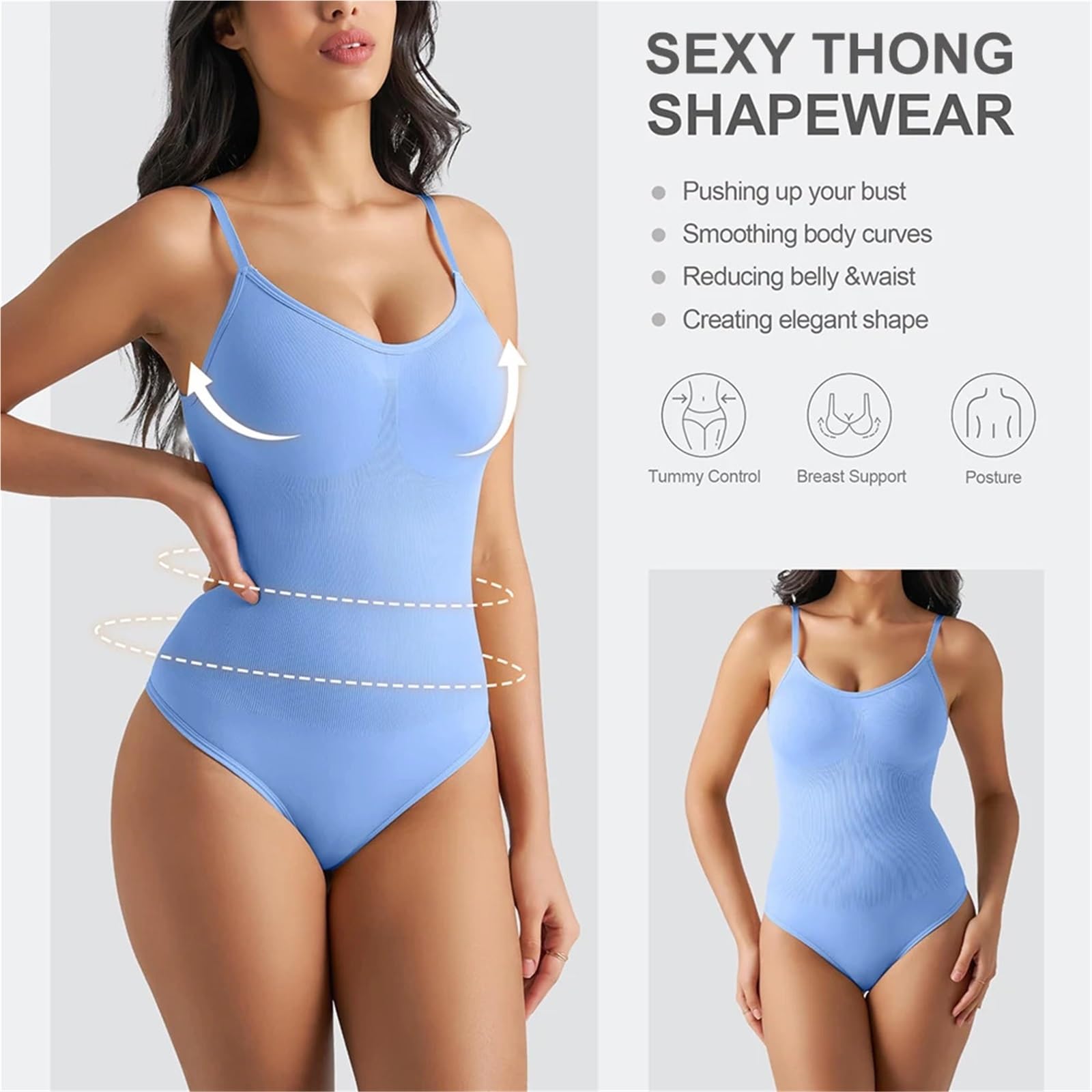 Body da Donna Shapewear Cintura Larga Slip Traspirante Intimo Dimagrante Lingerie Soft Butt Lifter Shaper per Modellare Il Corpo(Ivory,L)