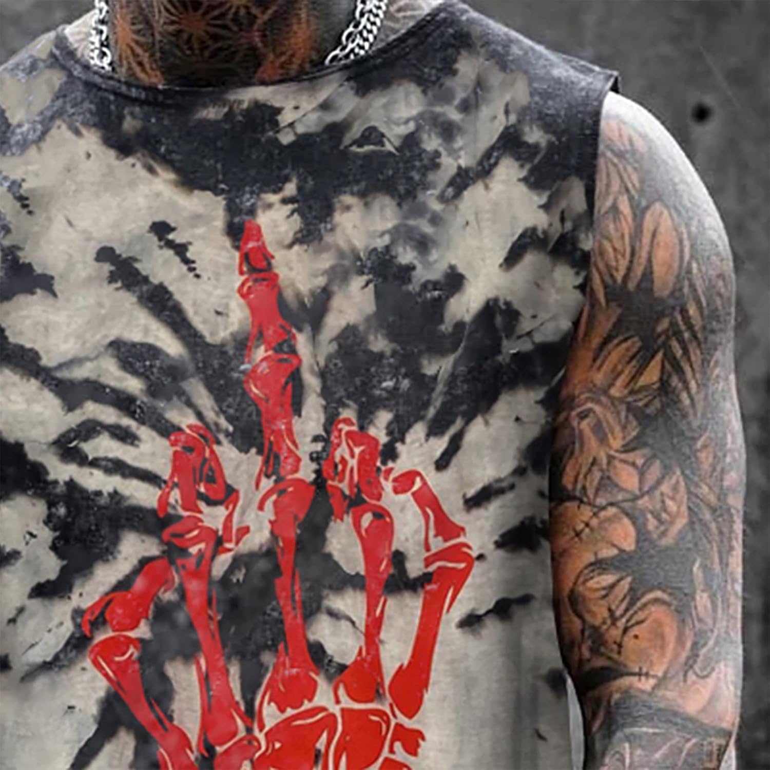 Mens Skull 3D Graphic Print Shirts Tank Tops Gym Workout Crew Neck Sleeveless Casual Shirts Tops - Image 2