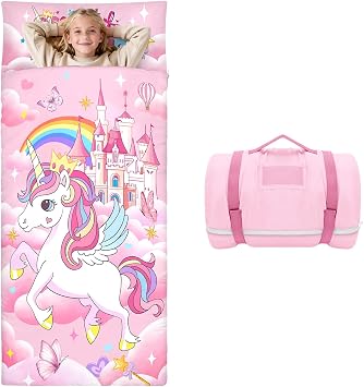 Extra Large Kids Sleeping Bag-Pillow,Mat and Blanket Included-75 * 170cm Comfy Nap Mat for Kids Boys Grils Teenagers,All-In-One Sleepover Bag for Travel School,Gift for Birthday Christmas