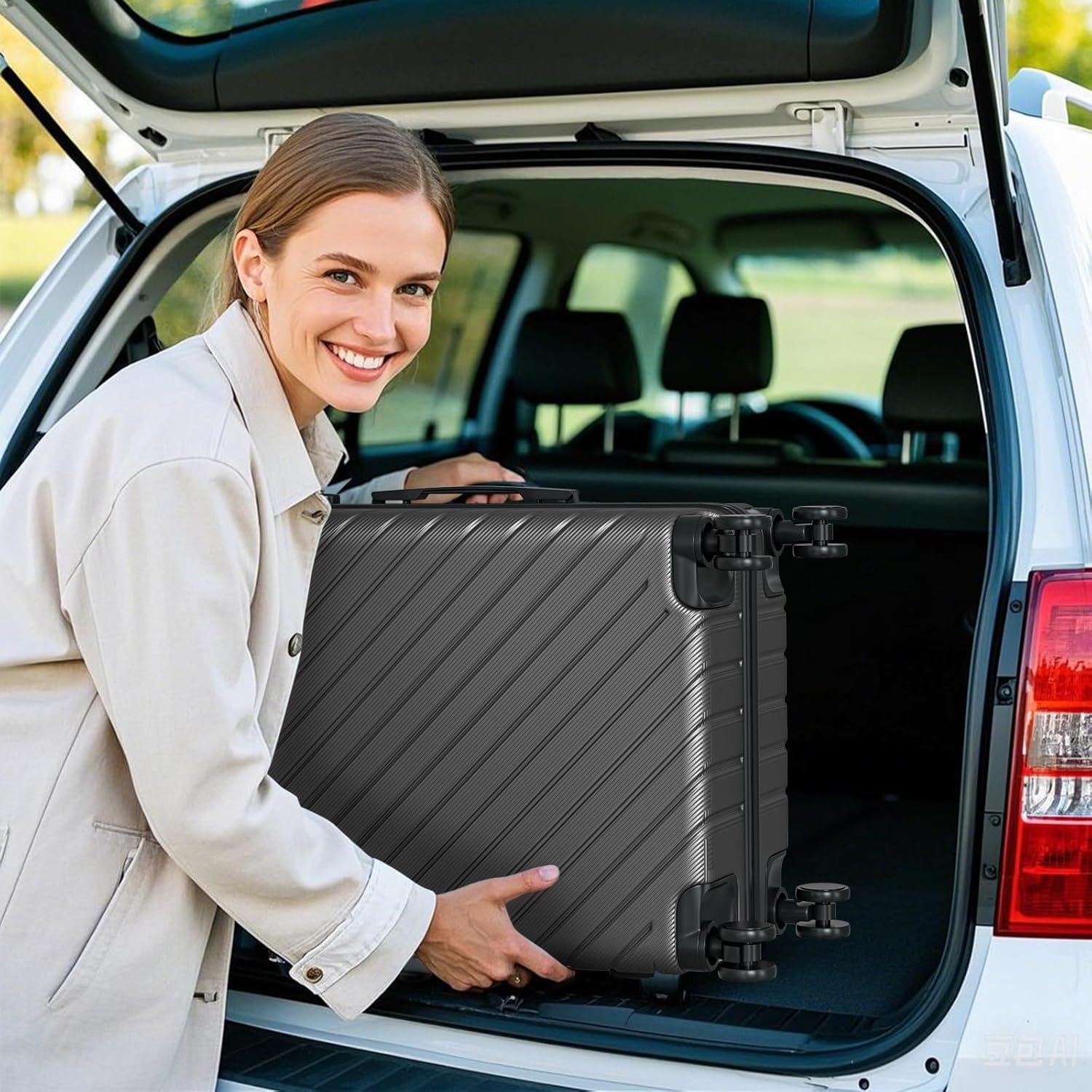 Apelila Suitcase Hardshell Luggage Sets,Travel Suitcase,Hard Shell Luggage Sets Carry On Luggage with Spinner Wheels Free Cover&Hanger Inside (BLACK Wave)