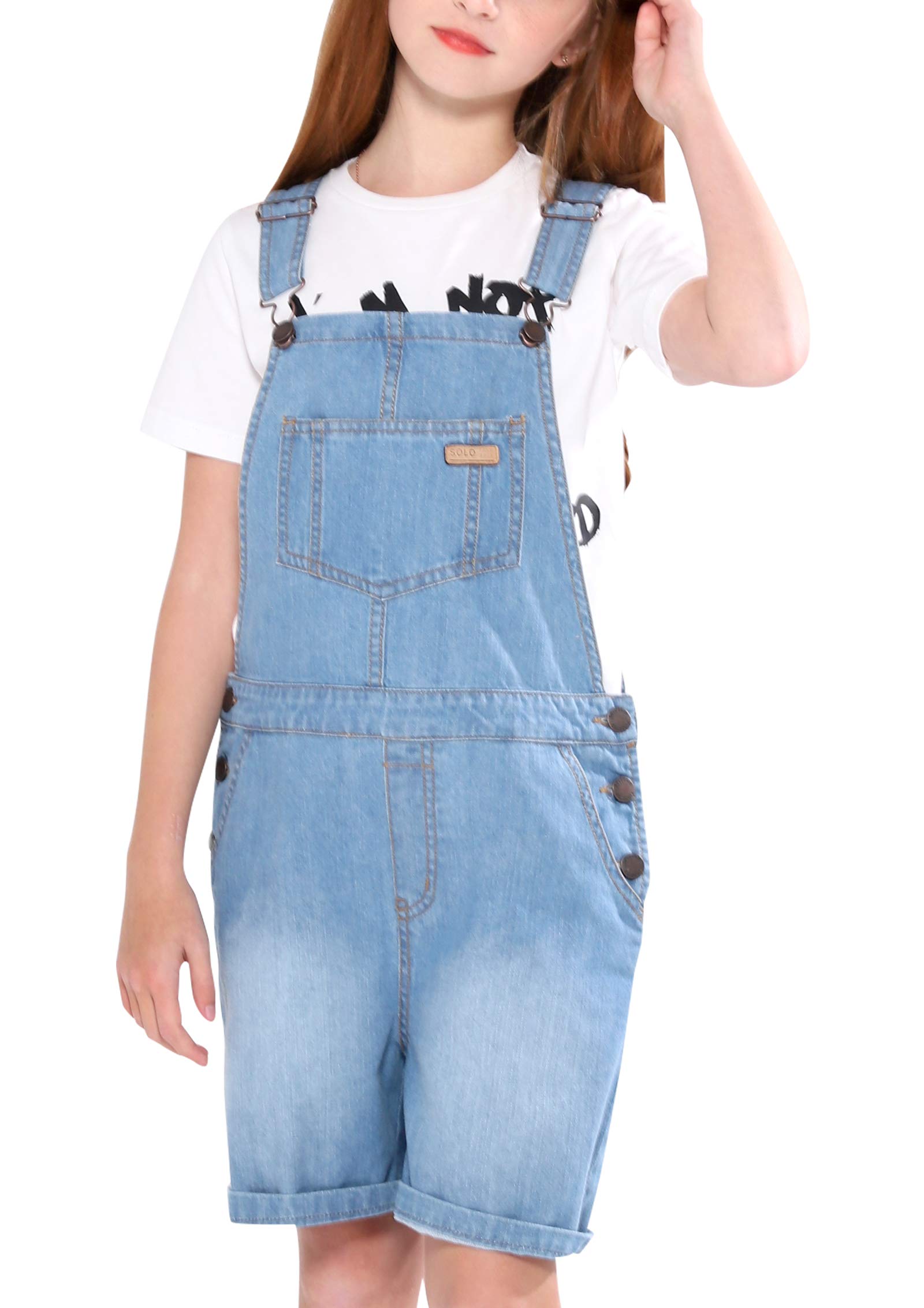 maoo garden Mono Babero de Mezclilla para Niñas Mono Ligero Jeans Lavados de Algodón Correas ajustables