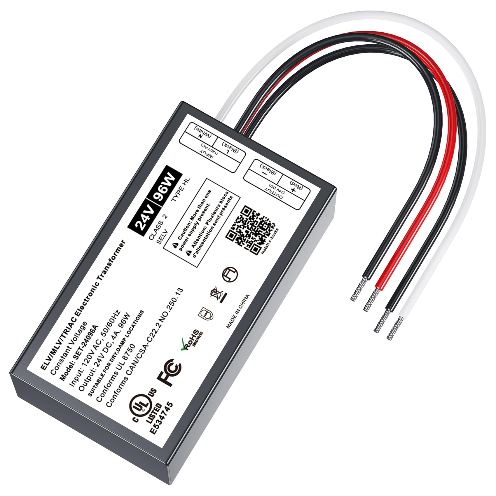 Lutron/Leviton Compatible 96W Dimmable LED Driver 24V, Triac/ELV/MLV AC to DC, Class2 Transformer for LED Strip Light, Low Voltage Lighting Project