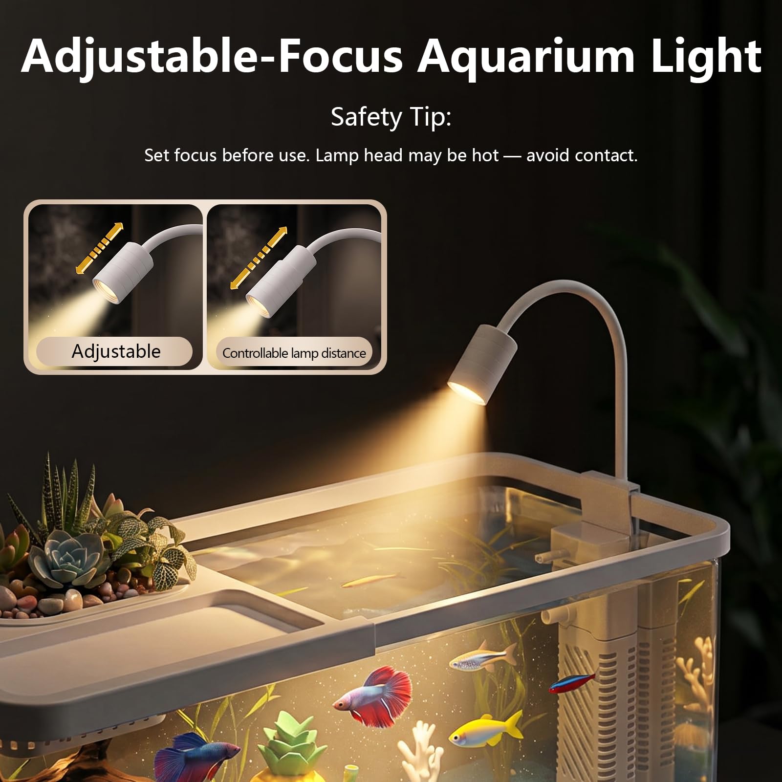 Kit de iniciación de acuario de pecera de 4 galones con filtro y luz, todo en uno, pequeño tanque de peces para Betta, niños y escritorio, nano acuario autolimpiante con tapa (blanco