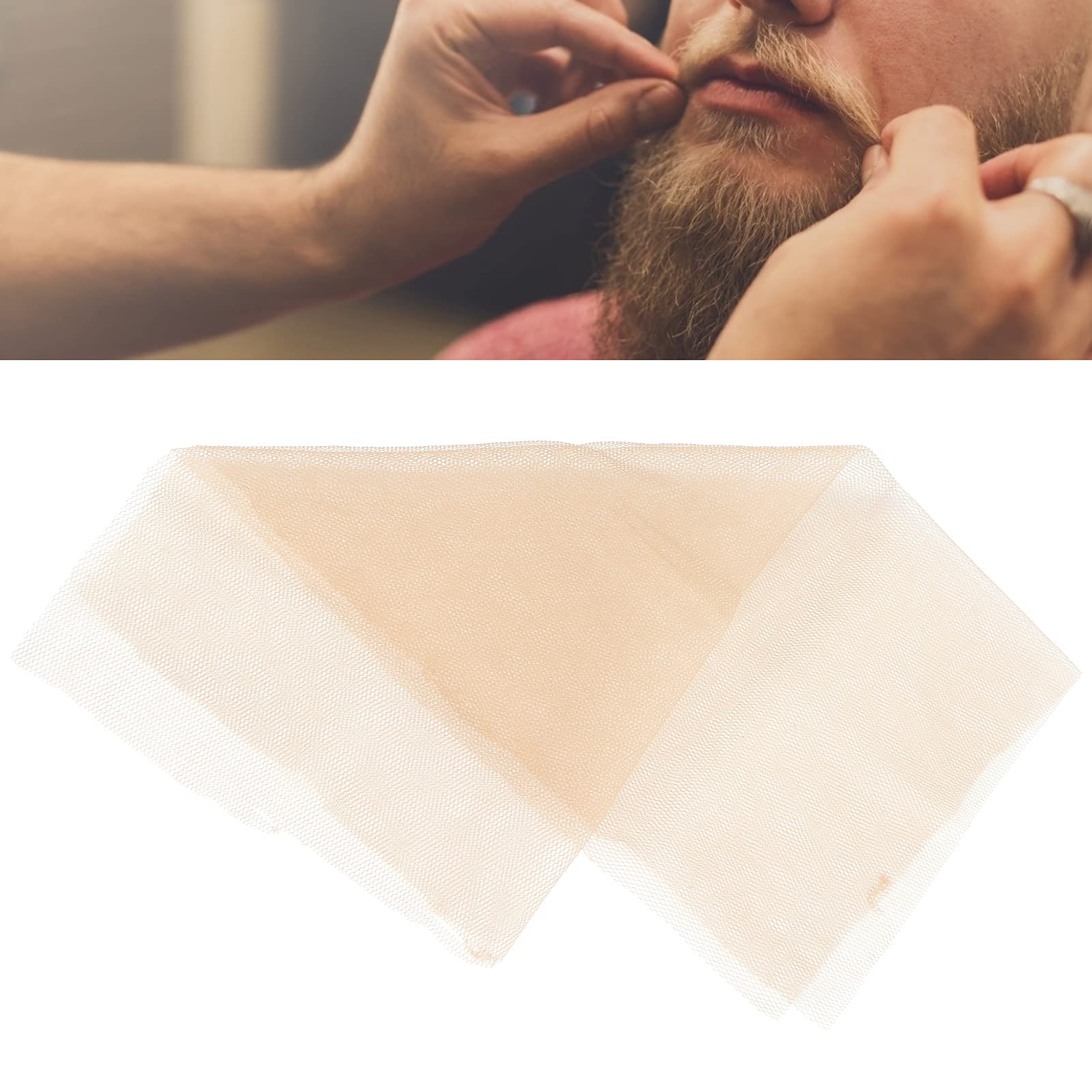 30x30cm Rete in Pizzo per Trucco con Pellicola, Parrucca in Pizzo con Chiusura in Pizzo per Barba Finta, Accessorio per Forniture