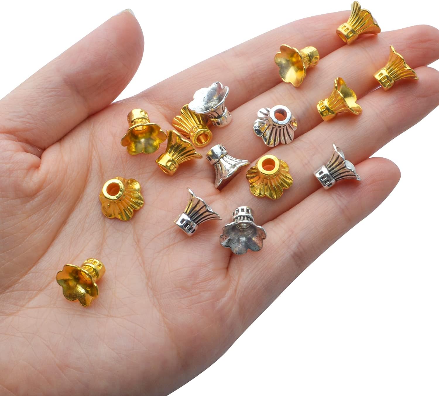 100pcs Flower Bead Caps Tibetan Style Alloy Tassel End Caps Loose Spacer Beads for Jewelry DIY Earrings Bracelet Crafts Making Accessory