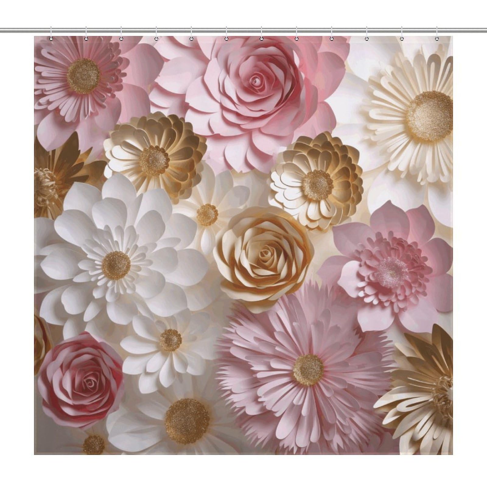 Rideau de douche imperméable et lavable motif floral chic pour baignoire