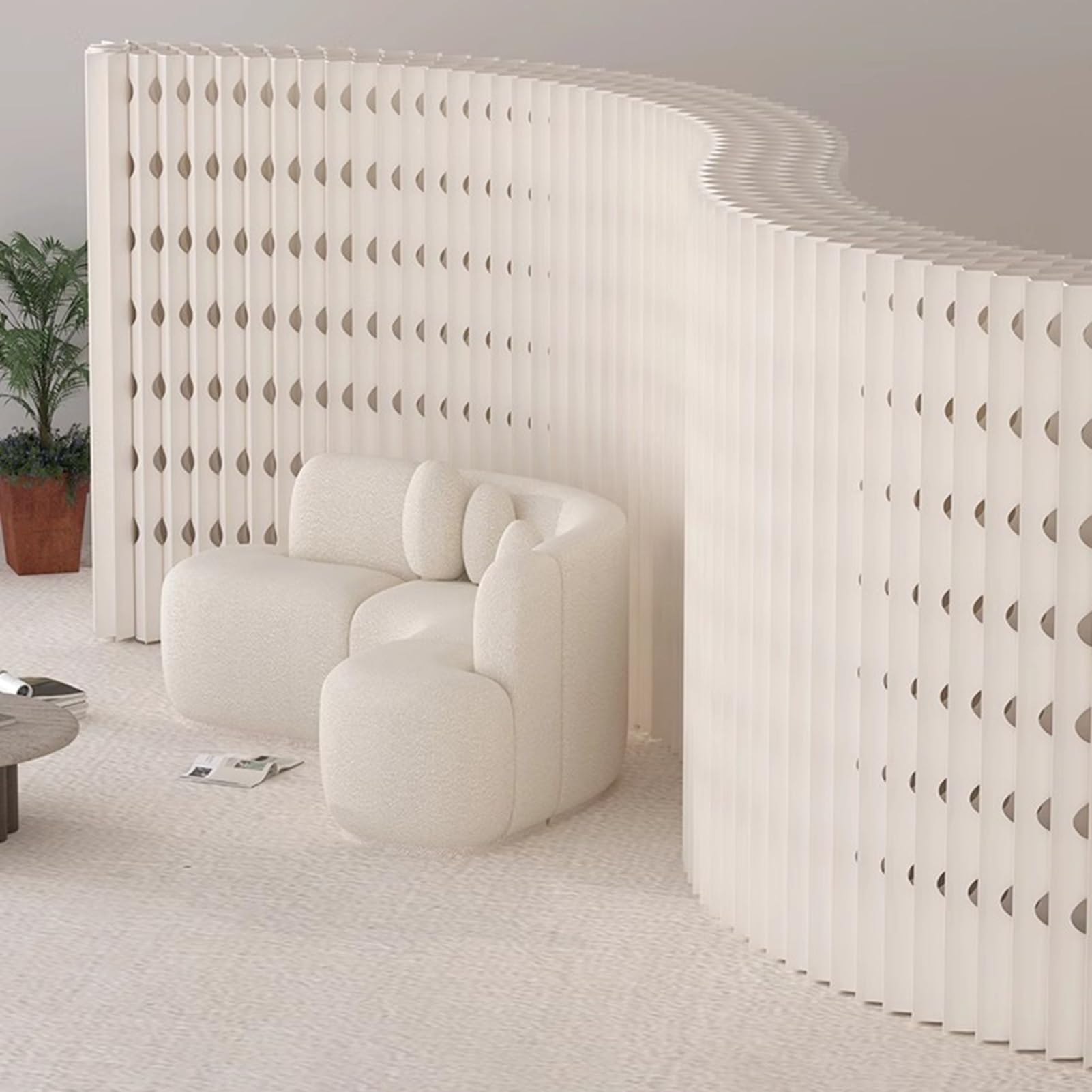 Room Divider Opvouwbare Papieren Kamerverdeler Met Opbergplanken, Papieren Privacyscherm Scheidingswand Voor Thuiskantoor, Winkelcentrum, Salonruimtescheiding(2.4x7m/7.87x22.97ft Room Divider Opvouwbare Papieren Kamerverdeler Met Opbergplanken, Papieren Privacyscherm Scheidingswand Voor Thuiskantoor, Winkelcentrum, Salonruimtescheiding(2.4x7m/7.87x22.97ft