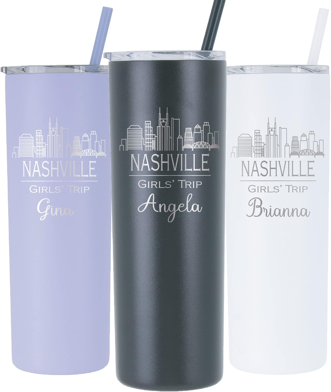 AVITO Personalized Nashville Tumbler - 12 oz Wine Tumbler with Lid - Laser Engraved - Vacuum Insulated - Stainless Steel - Girls Trip - Thank You Gifts - Nashville Bachelorette