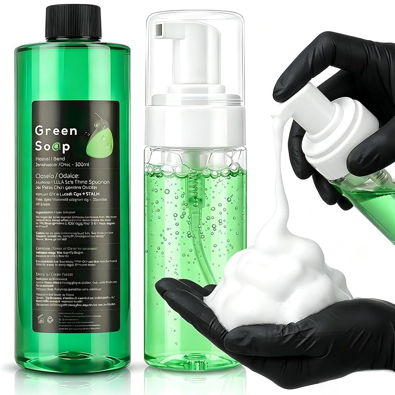 Kit combofix de sabonete verde para tatuagem com frasco espumador, 500 mL e 200 mL