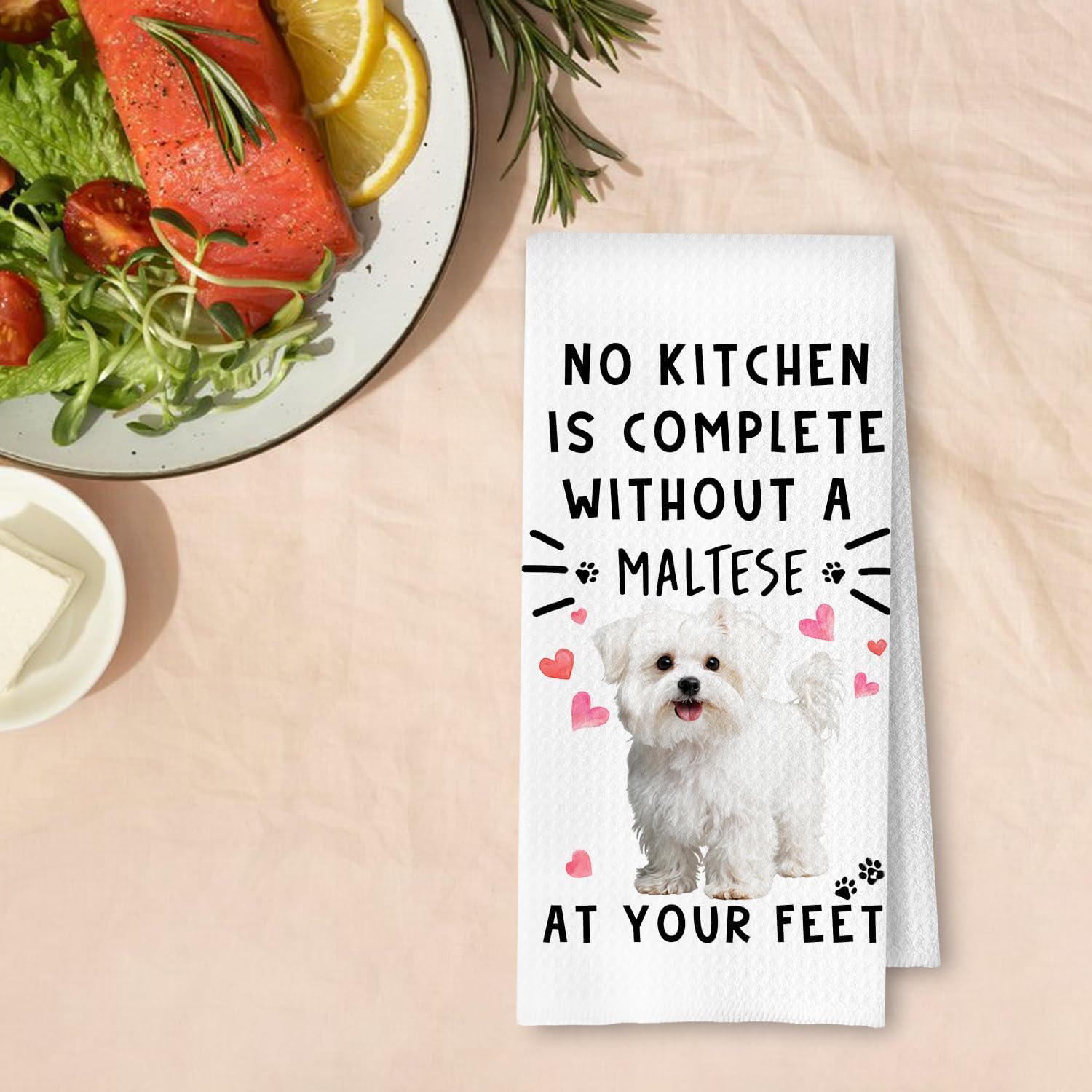 Maltese Funny Dog Kitchen Towels - A Kitchen is Not Complete Without A Maltese Dish Towel Waffle Weave Hand Towels for Home Bathroom Decor,Dog Lovers Gift,16×24 Inch - Image 4