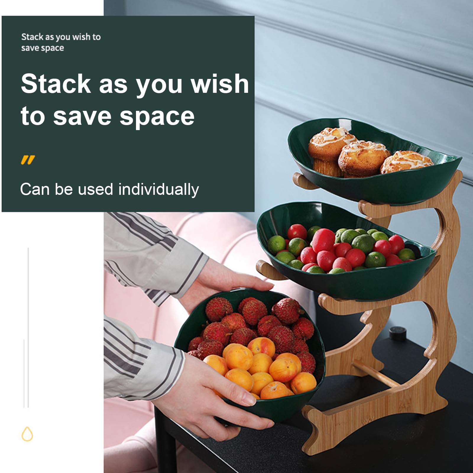 Bandejas para Servir Comida,Frutas y Dulces con Soporte Resistente. Decoración del hogar. Uso Diario Fiestas reuniones. bocadillos versátil de Primera Calidad.