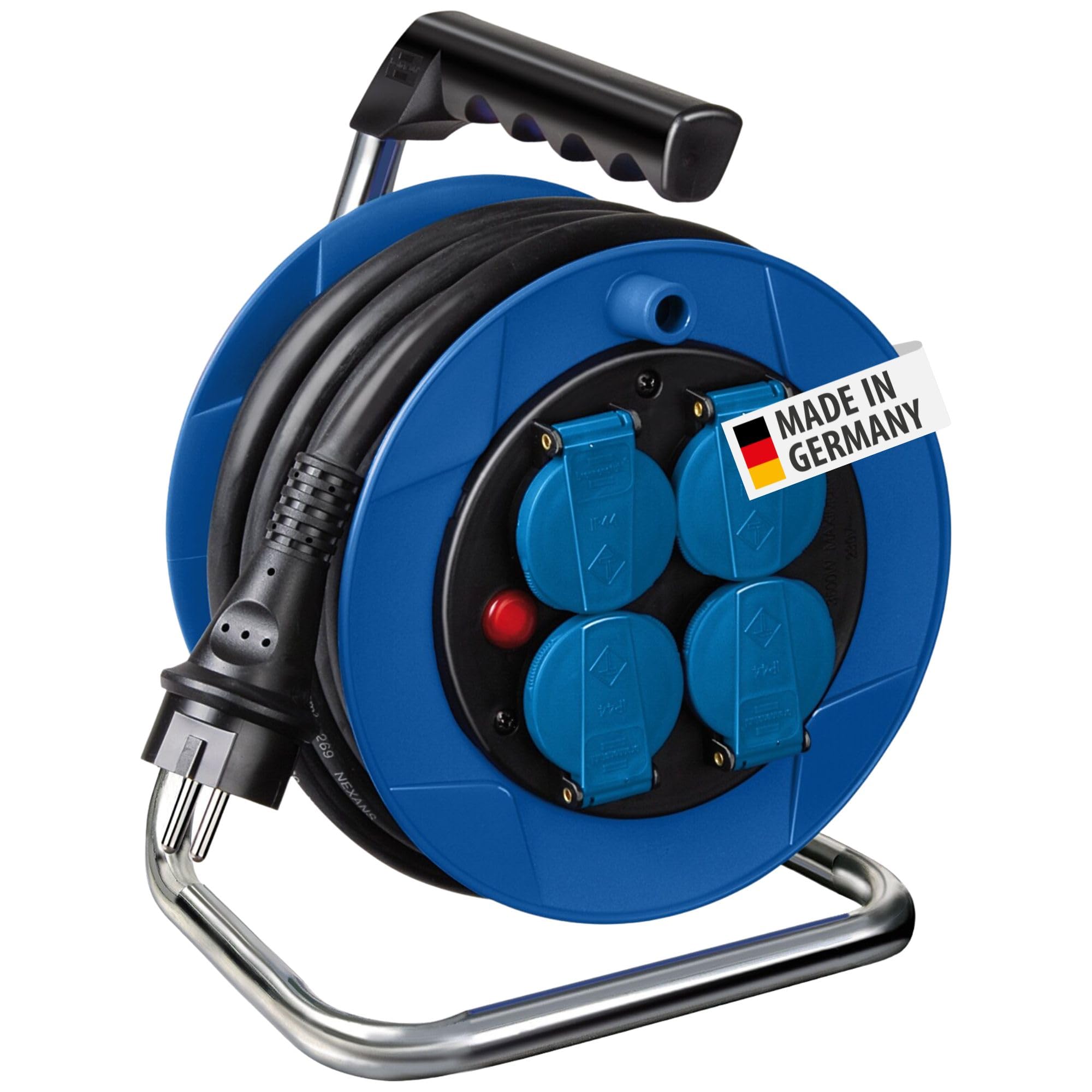Brennenstuhl Przedluzacz bebnowy Garant Kompakt 8m H07RN-F 3G2,5 (8m czarny kabel, do uzytku wewnetrznego, Made in Germany)