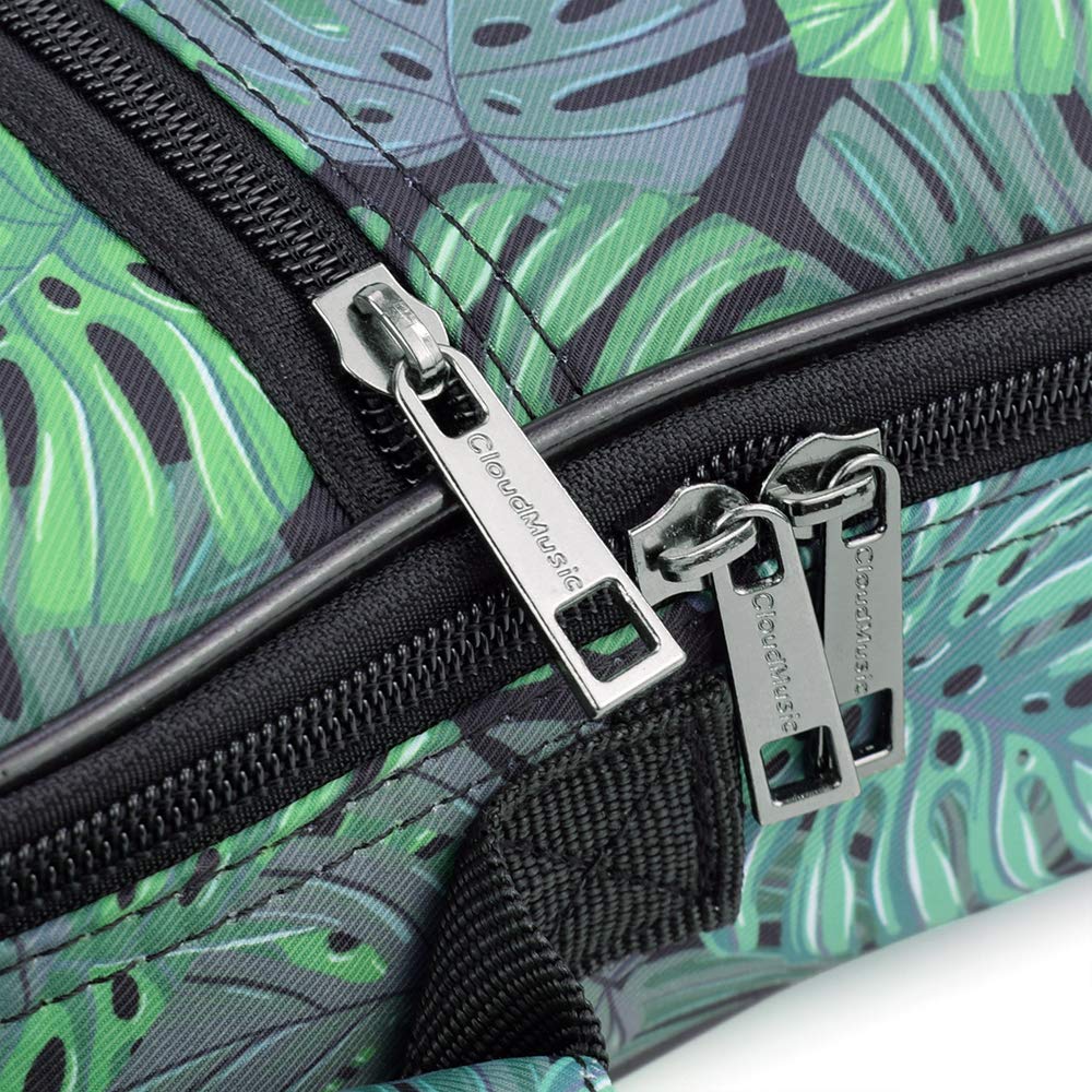 CLOUDMUSIC Etui na ukulele plecak paski torba na koncert sopranowy 21 58 cm (Monstera, koncert)