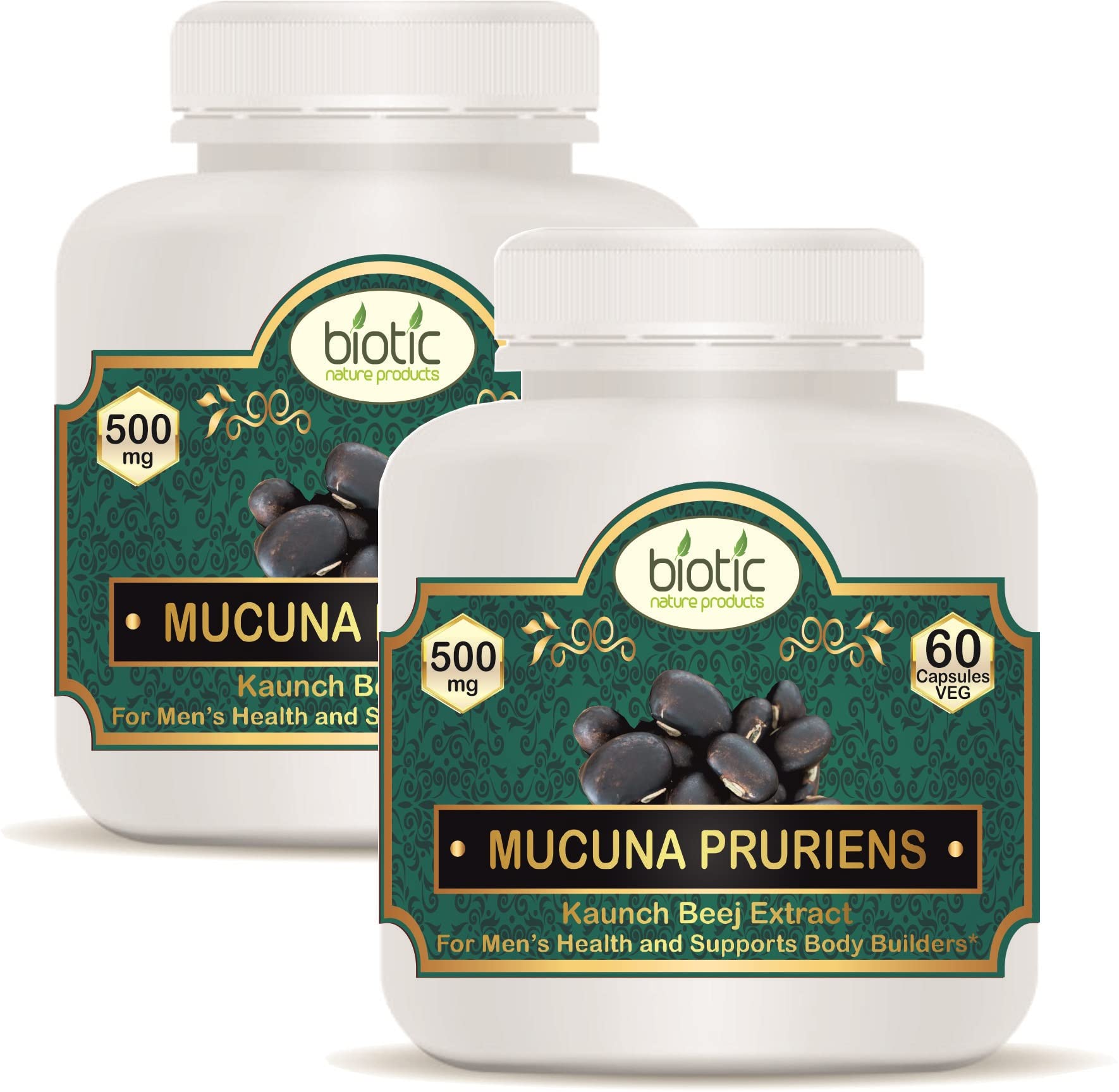 Biotic Mucuna Pruriens Capsules - Kaunch Beej Capsules Kapikachu Capsule 500 mg Extract - 120 Veg Capsules (Pack of 2) (B0B6FFRSLS) Amazon Price History, Amazon Price Tracker