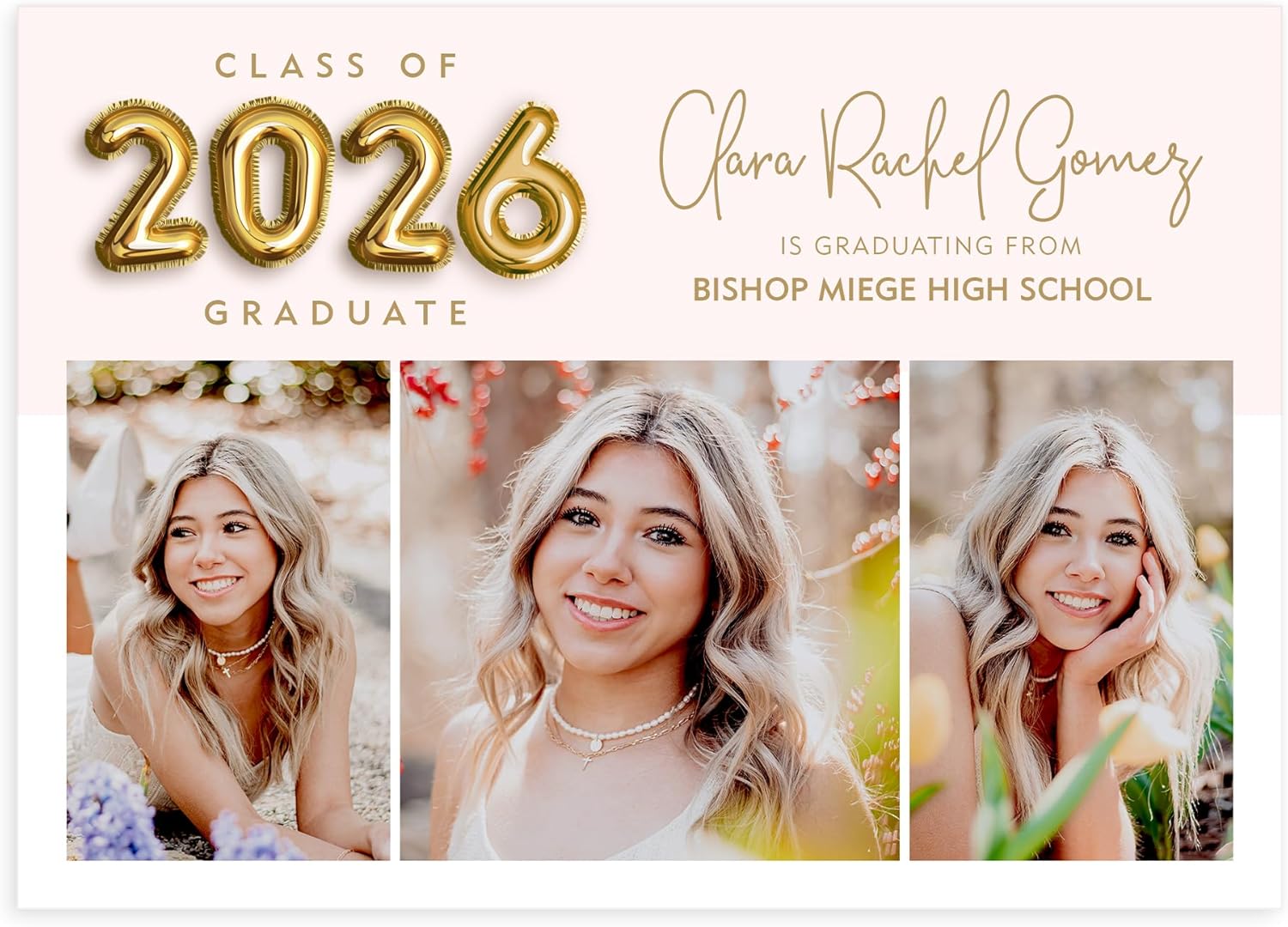 Let's Make Memories Personalized Graduation Announcements Class of 2026 or Any Year - Premium Quality Invitations - 5x7 - Custom Photo Cards & White Envelopes - Graduate Trio - 25 Cards