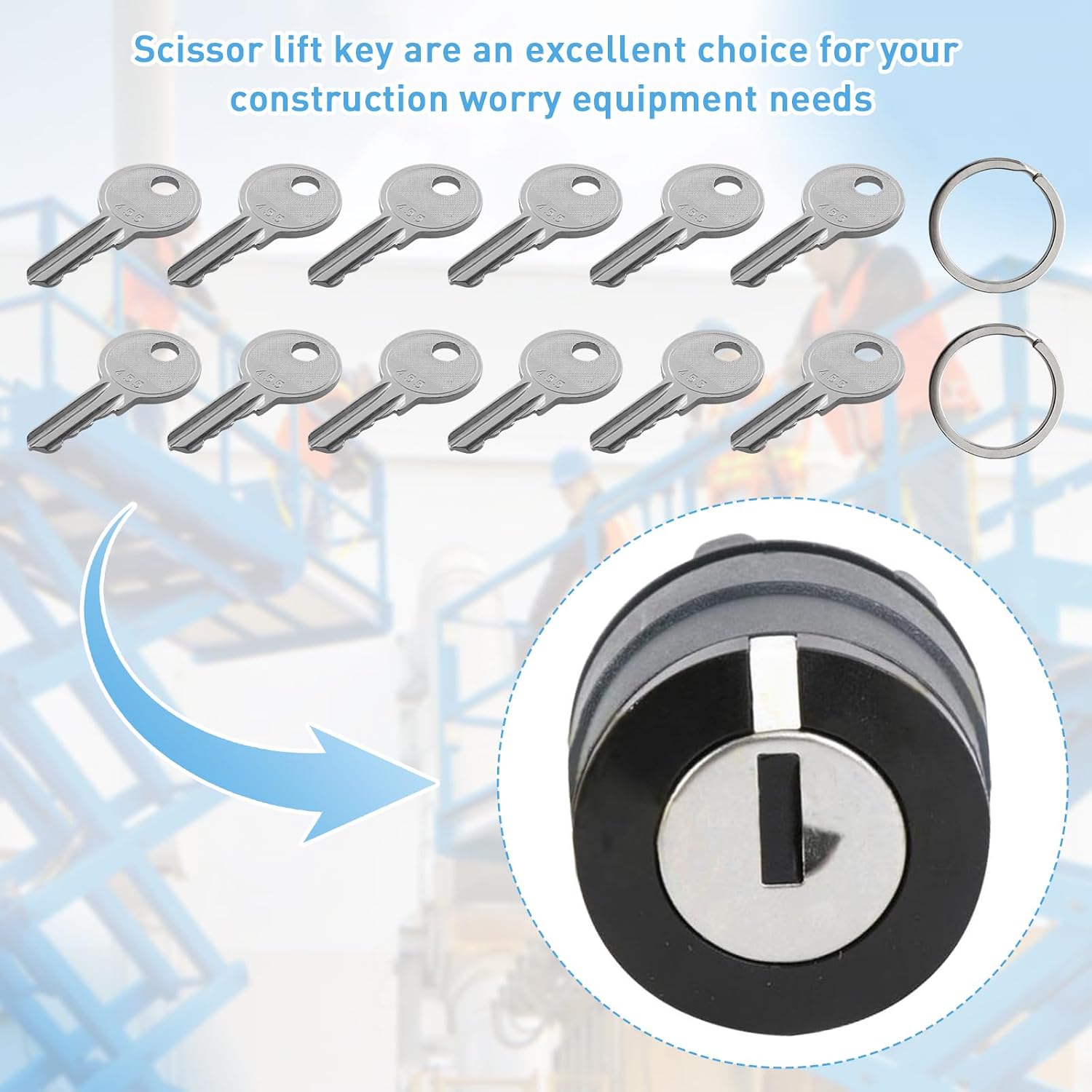 12-Pack 455 Ignition Keys fit Genie & Skyjack Lifts