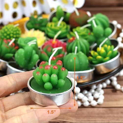 Miniatura 3 de GIFTEXPRESS 18 velas de cactus suculentas, sin repetición, delicadas velas perfumadas sin humo para decoración del hogar, spa, boda, día de San