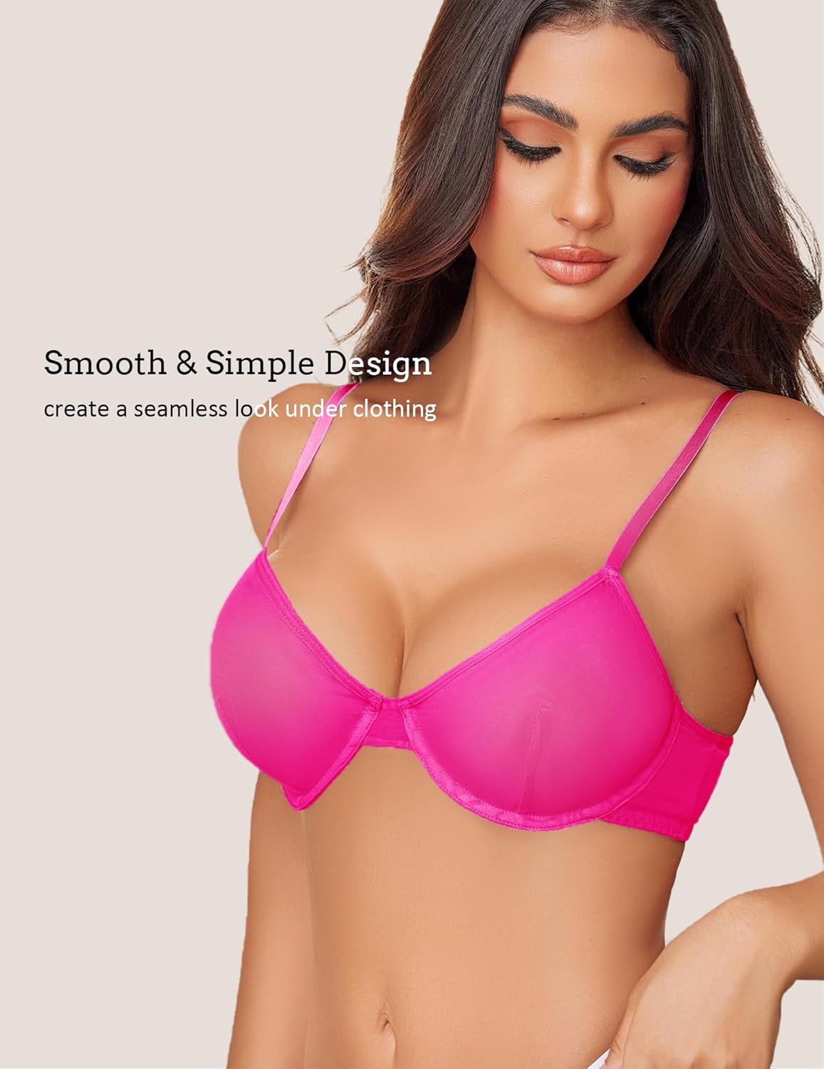 Avidlove Women Sexy Bra Sheer Mesh Unlined Underwire Bra See Throuh Support Everyday Bra - Image 4