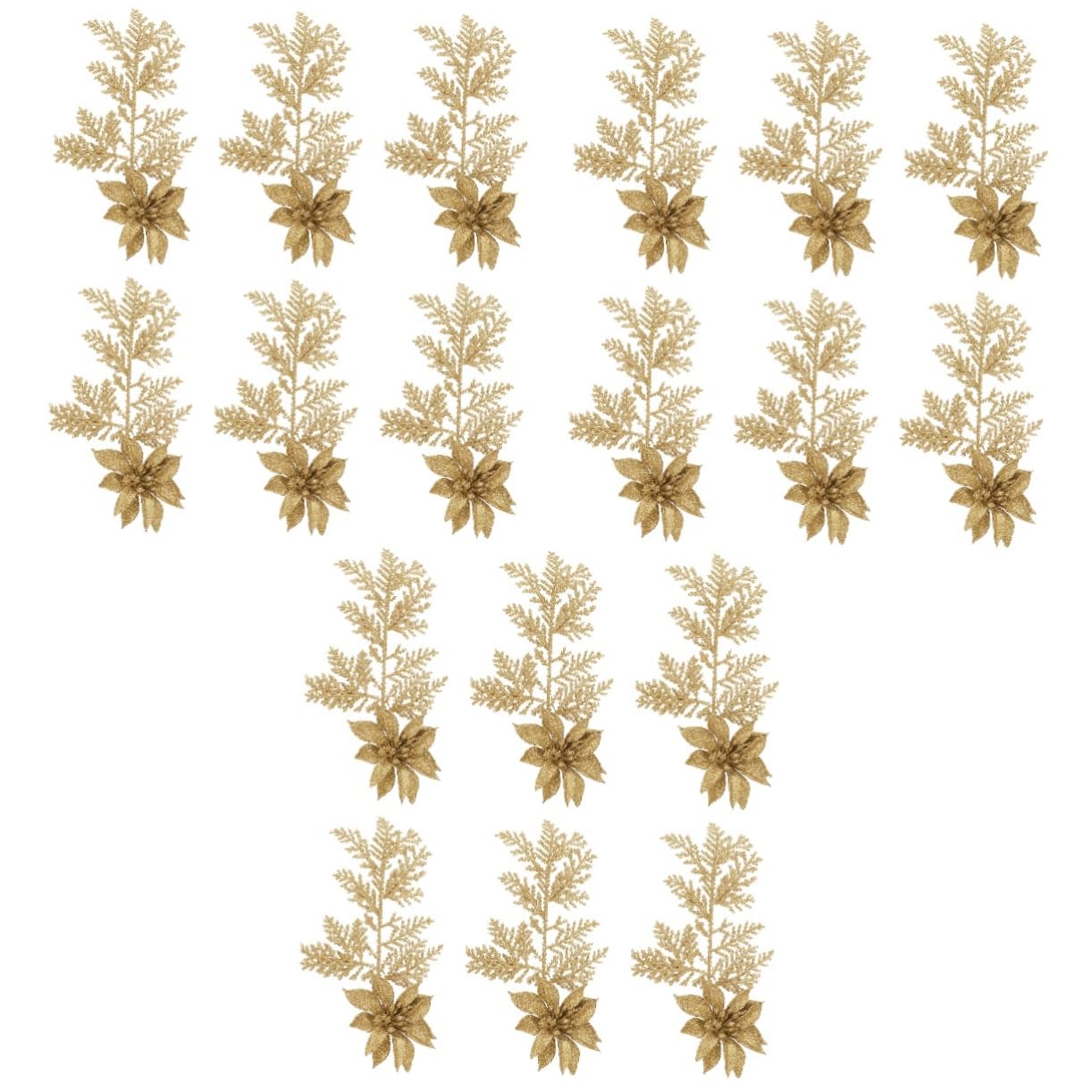 Abaodam 18pezzi Rami Di Pino Finti Decorazioni Natalizie Per Centrotavola e Ghirlande Di Natale Fiori Artificiali Brillanti Per Decorazioni Festive e Compleanni