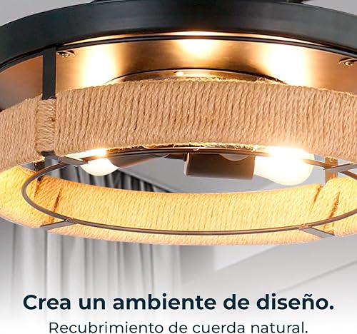 Cecotec Ventilatore da Soffitto con Luce EnergySilence Aero 3600 Invisible Natural Design. Corda Naturale, 25 W, Diametro 91 cm, Telecomando, Timer 8 Ore, 6 Velocità, 3 Pale, Estate/Inverno - 9