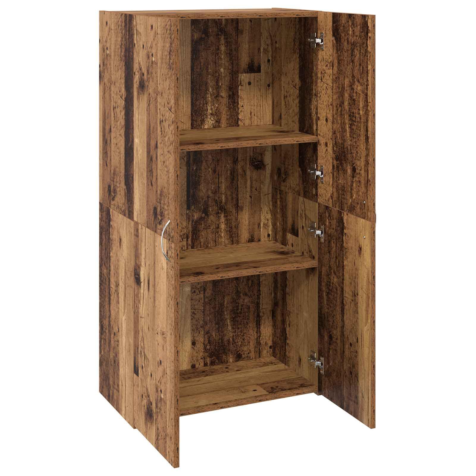 Büroschrank mit Türen Schwarz Eichen-Optik 60 x 32 x 115 cm aus Holzwerkstoff, Aktenschrank mit Scharniertüren und Bogen-Griffen, viel Stauraum mit Regalen für Büroorganisation