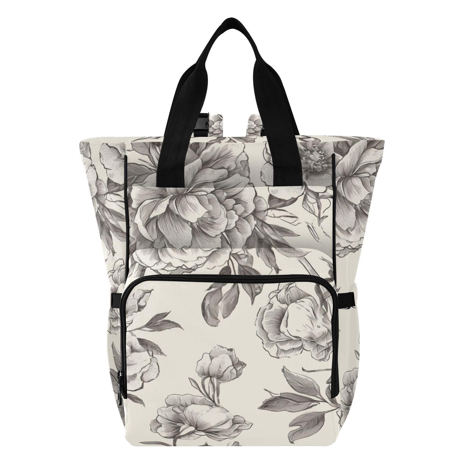 Baby Essentials torba na pieluchy wiktoriańska ręka szkic kwiaty