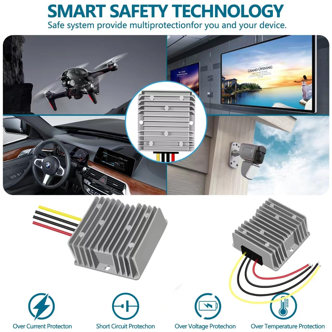 DC 24V 20A 480W 48V a 24V Buck Converter 36V a 24V DC Step-Down Convertitore Trasformatore Impermeabile Regolatore di Tensione Convertitore per Golf Cart Luci LED