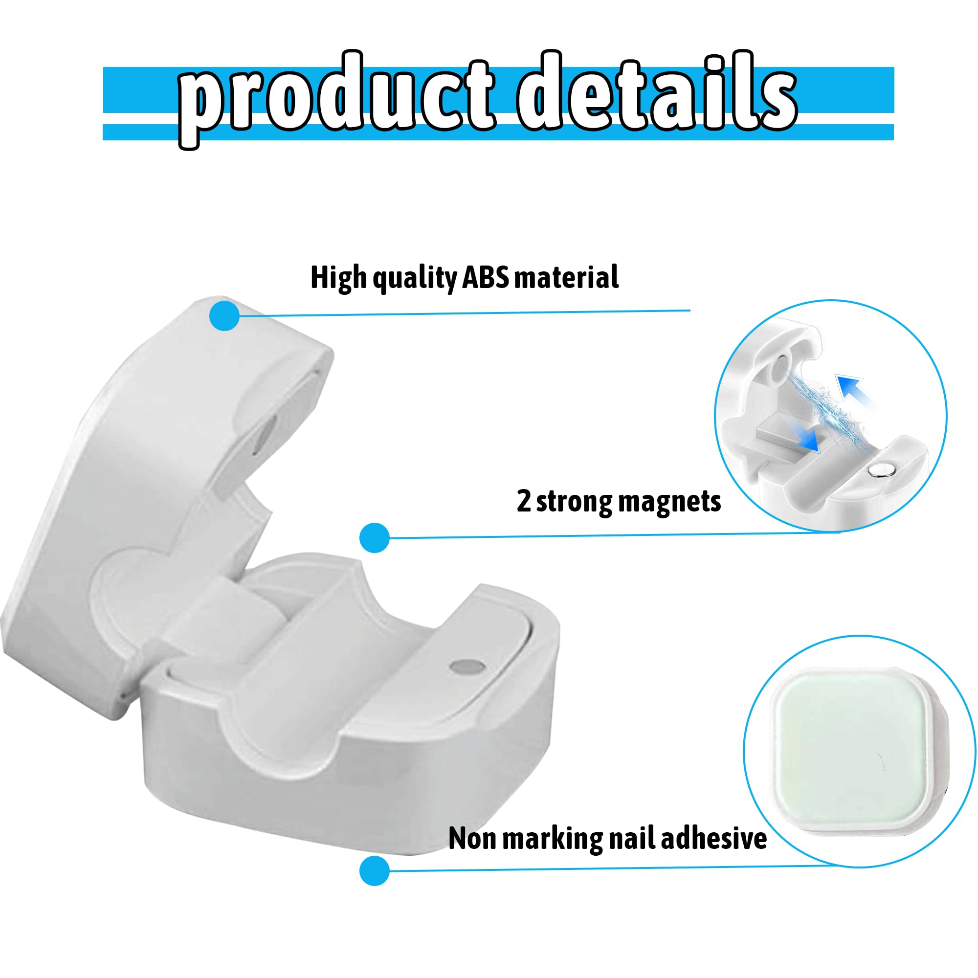 6PCS Cord Organizer Holder White Cable Organizer Hide Phone Charging Cable Keeper Secure Magnetic Desk Cable Clips Management for Home Office Desk Bedside Tables Kitchen Car and Wall - Image 3