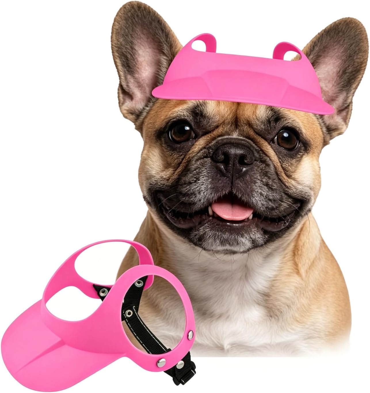 Small Dog Sun Visor Hat with Ear Holes, Adjustable Dog Baseball Cap for Small Dogs, Summer Beach Visor Hats for Dogs Like Westie Corgi French Bulldog, Black