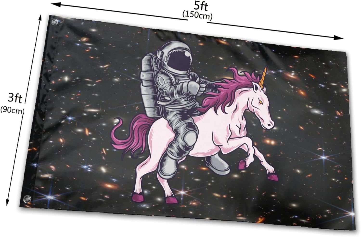 Astronaut Unicorn Flag 3x5 Ft Outdoor Indoor With Grommet Garden Yard Banner Decorative Sign - Image 3
