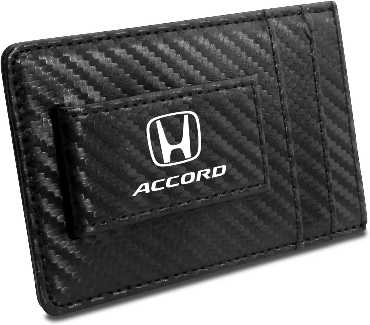 Honda Accord Black Carbon Fiber Leather Wallet RFID Block Card Case Money Clip