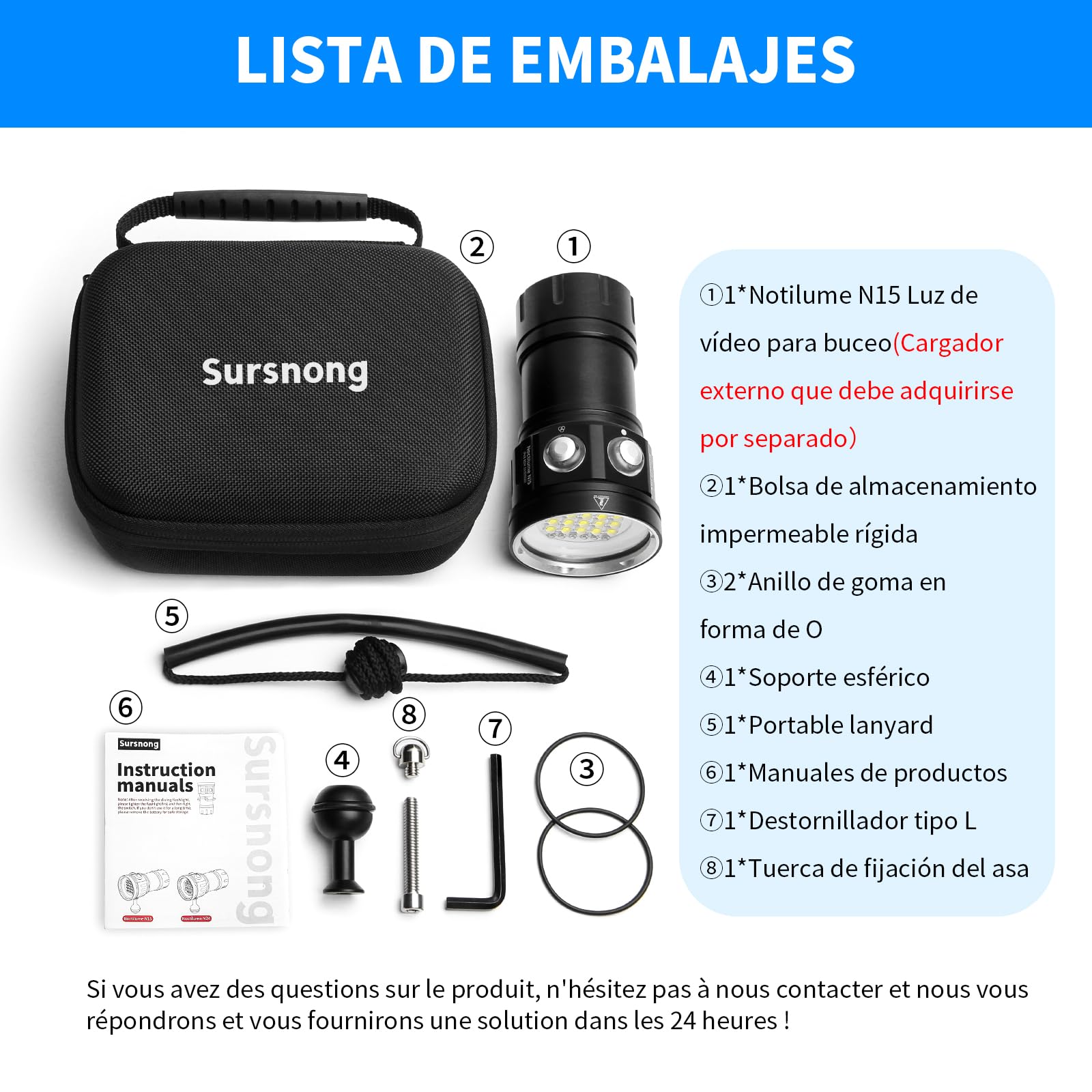 Noctilume N15 6000 Lumens Linterna Buceo Video CRI 90 6500K IP68 80m