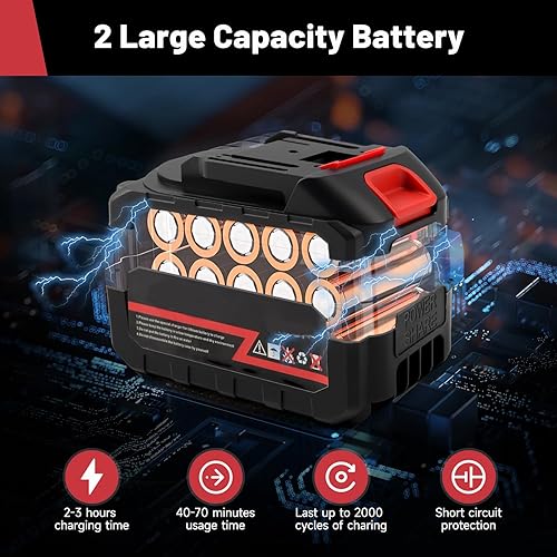 Miniatura 4 de Lavadora a presión inalámbrica, lavadora eléctrica portátil con boquilla 6 en 1 y 2 boquillas, pistola de pulverización de agua a presión manual de